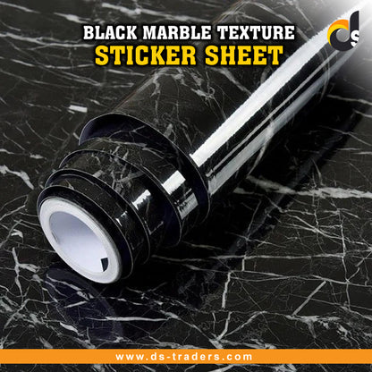 Black Marble Texture Design PVC Waterproof Sticker Sheet (60 x 200 cm)