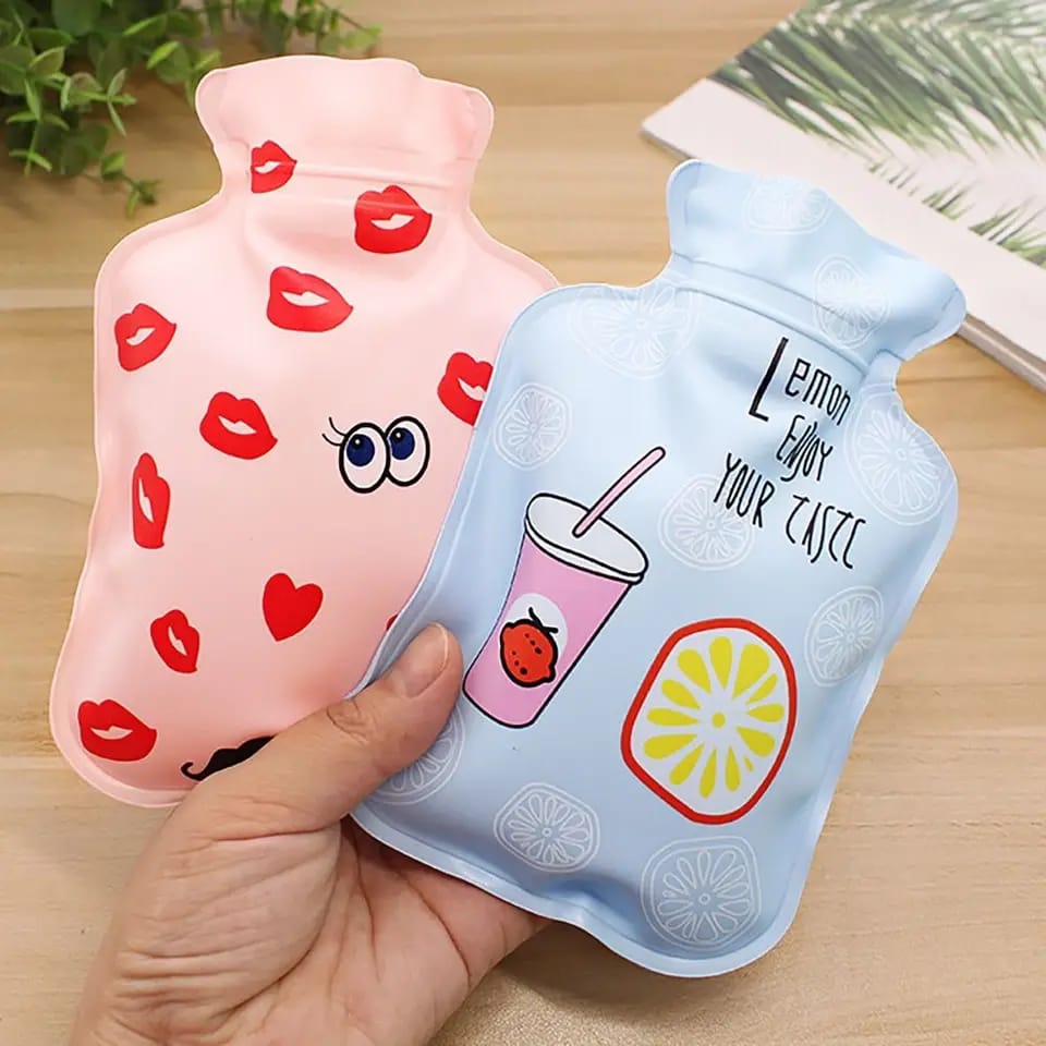 Pack of 2 - Portable Cute Hot & Cold Water Bag Bottle Shape Winter Feet Hand Warmer