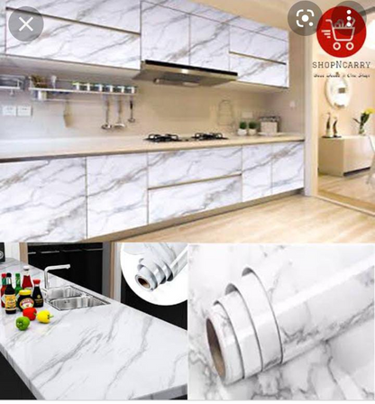 White Marble Texture Design PVC Waterproof Sheet (60cmx200cm)